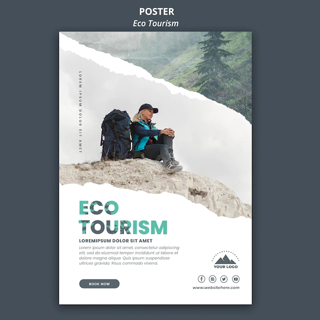 Free PSD | Eco tourism flyer template