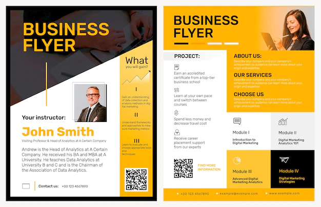 Free PSD | Editable business flyer template psd in yellow modern design