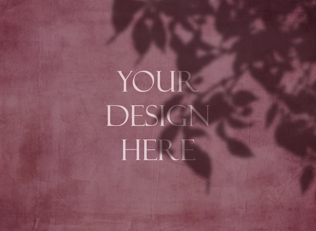 Free PSD | Editable grunge mock up with floral shadow overlay background