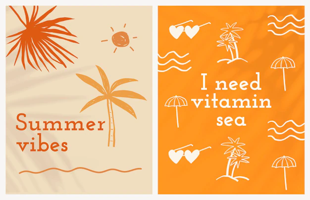 Free PSD | Editable summer flyer templates psd with cute doodle