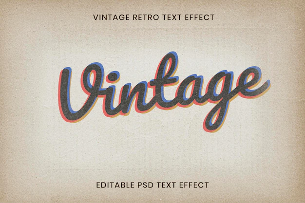 Free PSD | Editable vintage text effect psd template