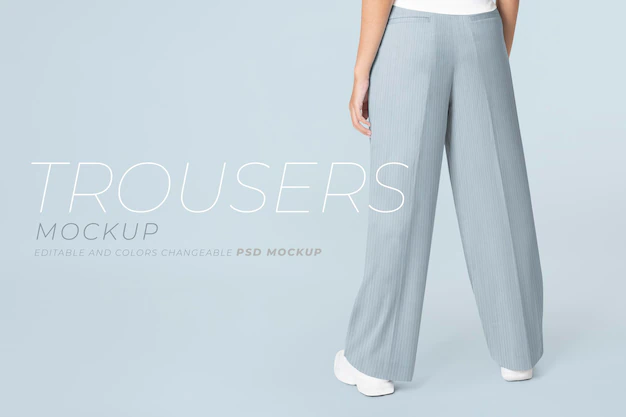 Free PSD | Editable women’s trousers mockup psd casual wear fashion ad