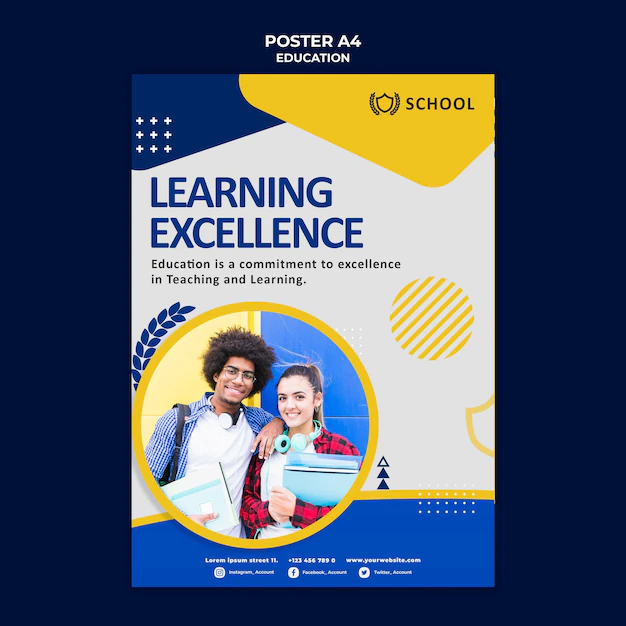 Free PSD | Education poster template with photo