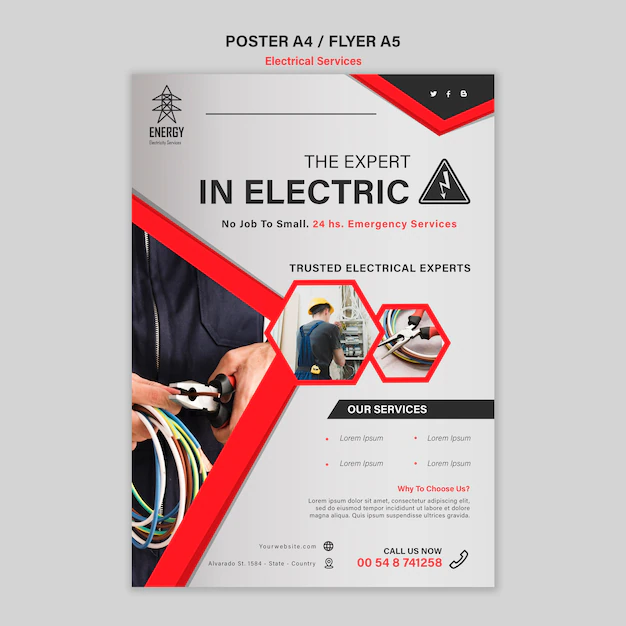 Free PSD | Electrical expert services poster design