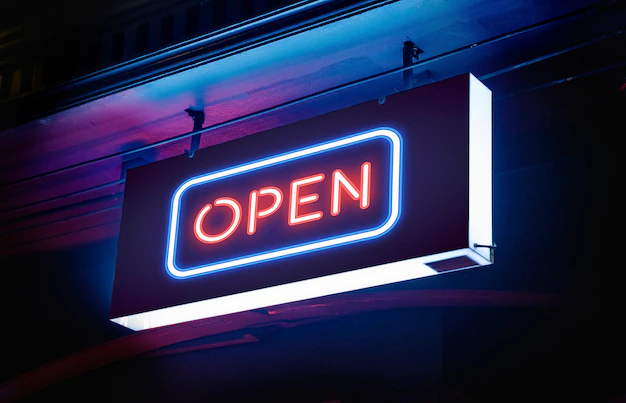 Free PSD | Electrical neon 'open' signage