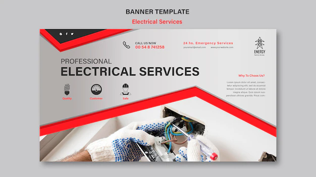 Free PSD | Electrical services horizontal banner