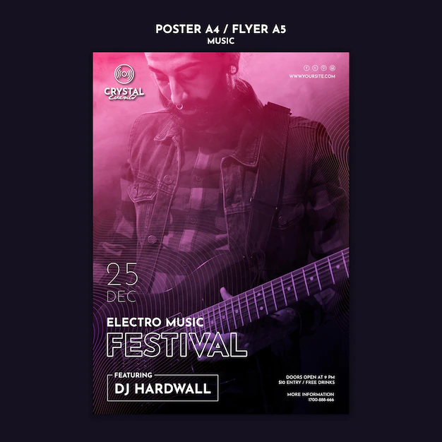 Free PSD | Electro music festival flyer template