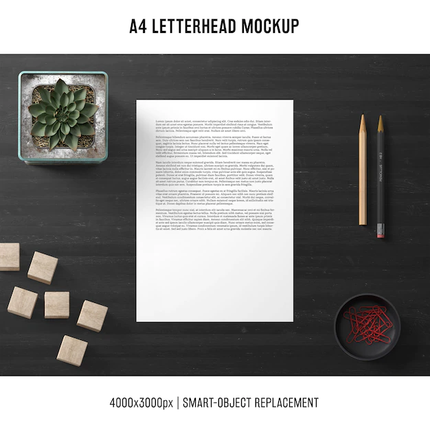 Free PSD | Elegant a4 letterhead mockup