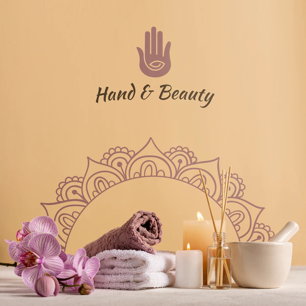 Free PSD | Elegant and natural pack at spa with products