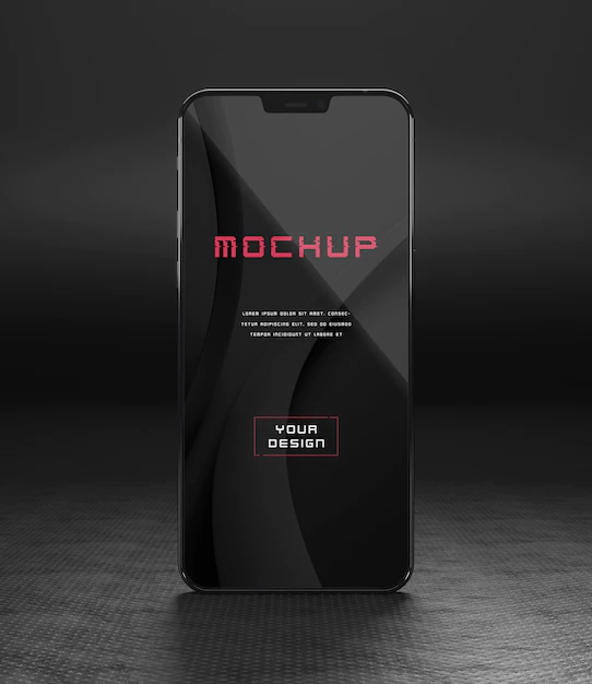 Free PSD | Elegant glossy dark smartphone mock-up design