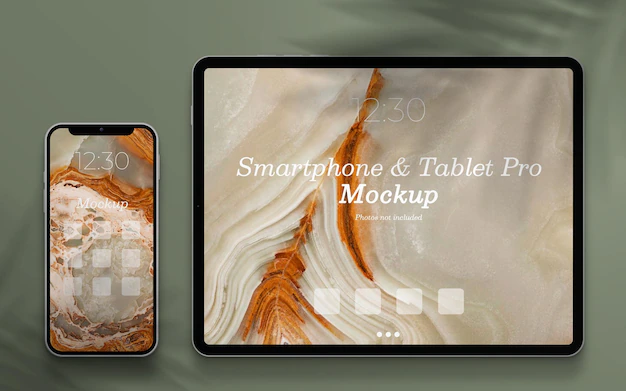 Free PSD | Elegant mockup of tablet and smartphone