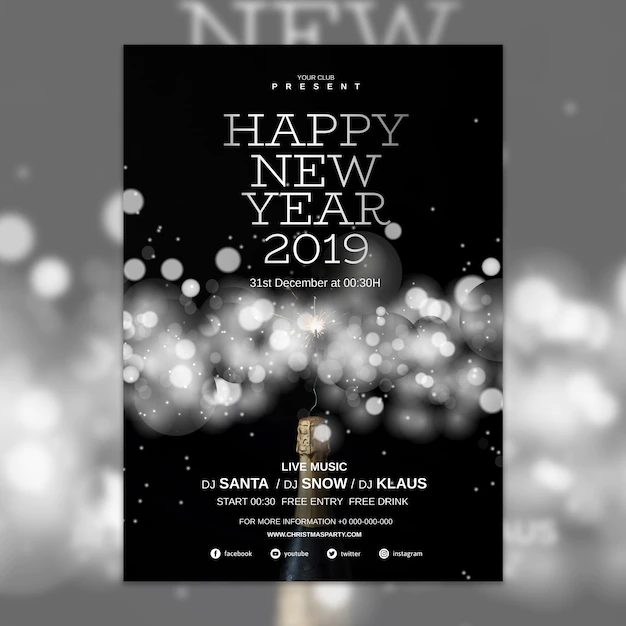 Free PSD | Elegant new year cover template