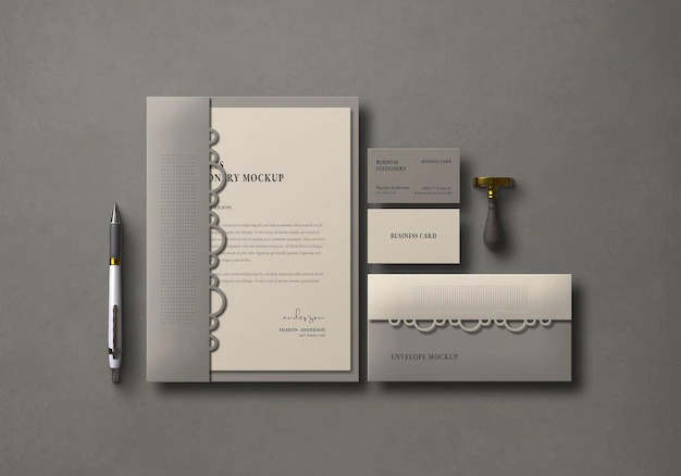 Free PSD | Elegant stationery set mockup