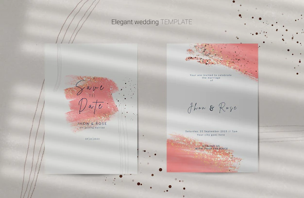 Free PSD | Elegant wedding invitation card template