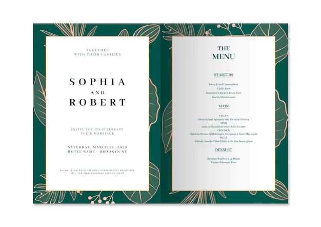 Free PSD | Elegant wedding invitation card with nature concept