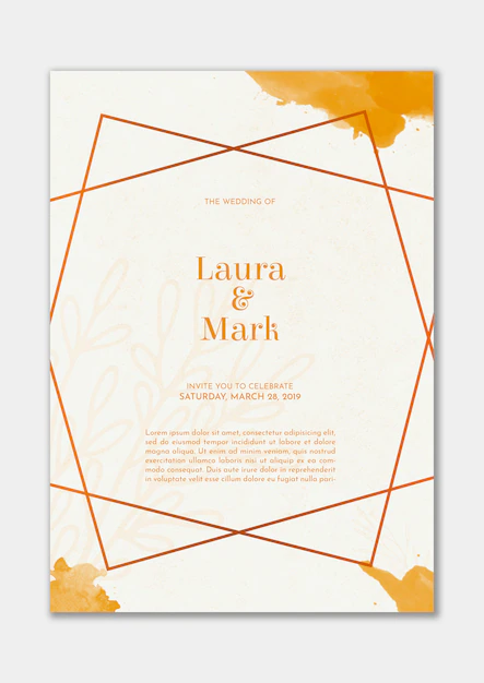 Free PSD | Elegant wedding invitation with golden watercolor