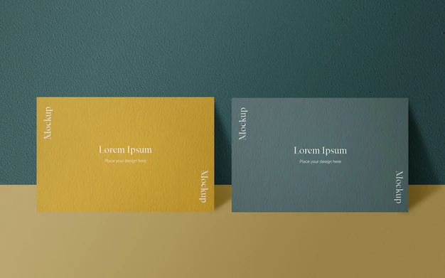 Free PSD | Elegant yellow and blue business card psd mockup