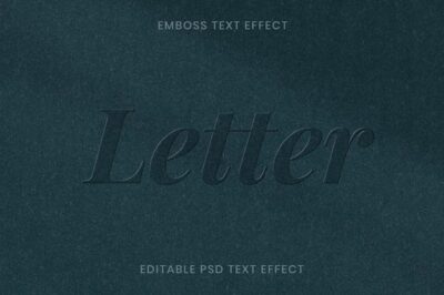 Free PSD | Embossed text effect psd editable template on green paper texture background