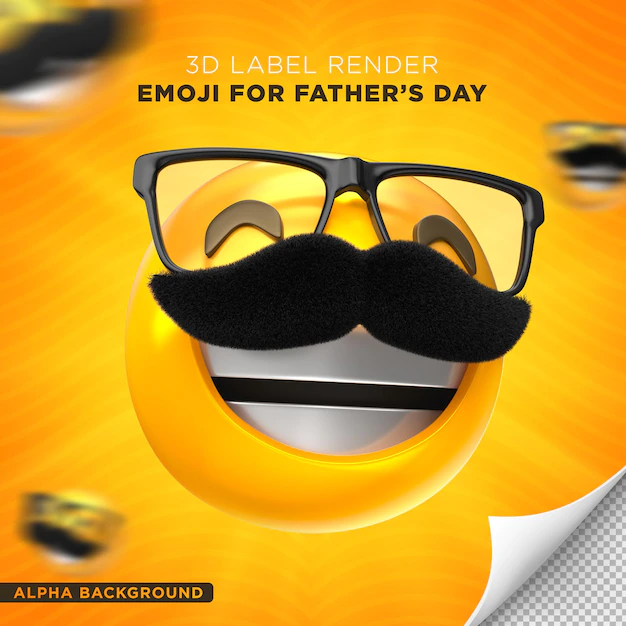 Free PSD | Emoji dad label fathers day 3d render design