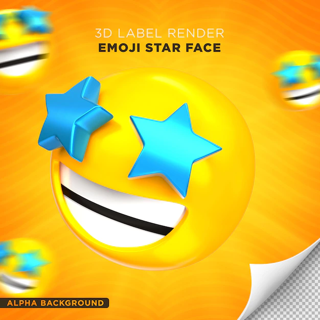 Free PSD | Emoji face star 3d render