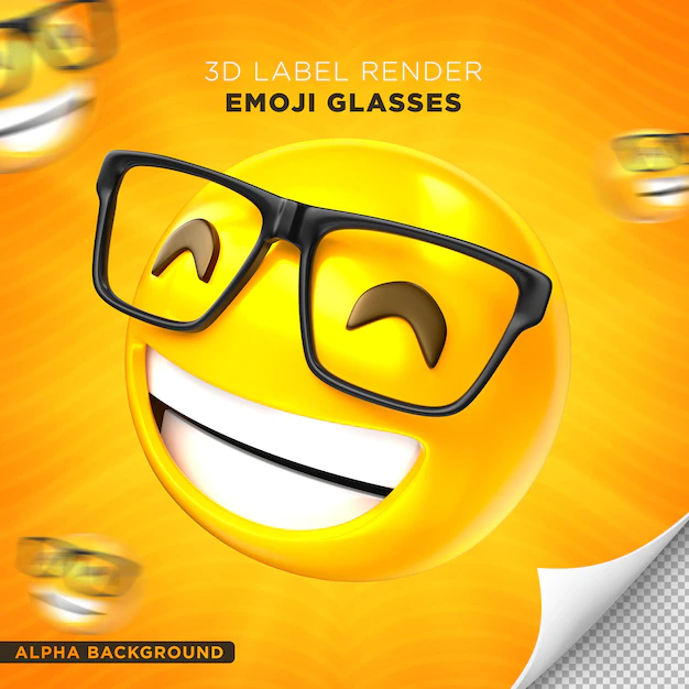 Free PSD | Emoji glasses label 3d render design