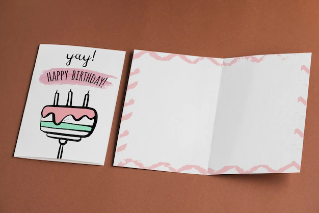 Free PSD | Empty birthday card mockup