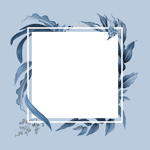 Free PSD | Empty frame with blue leaves design