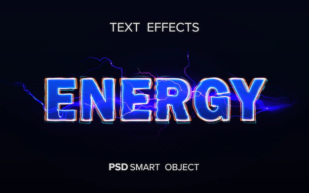 Free PSD | Energy text effect mockup