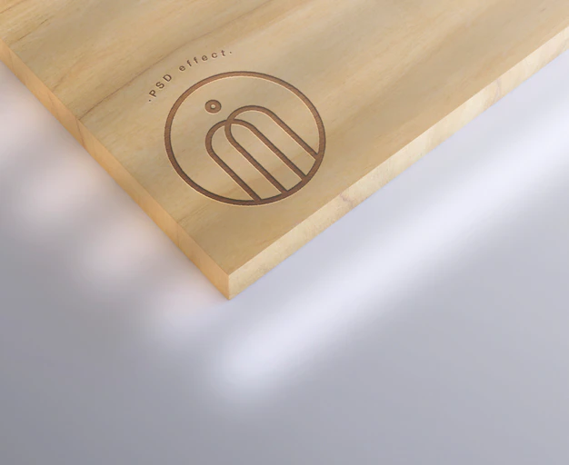 Free PSD | Engraved wood branding effect mockup