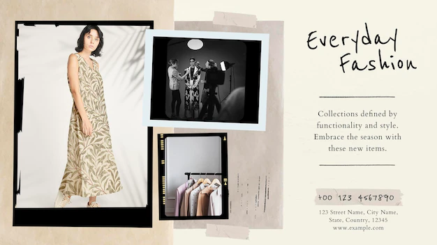 Free PSD | Everyday fashion collage template psd vintage photo film blog banner