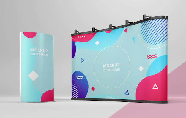 Free PSD | Exhibition stand mock-up composition