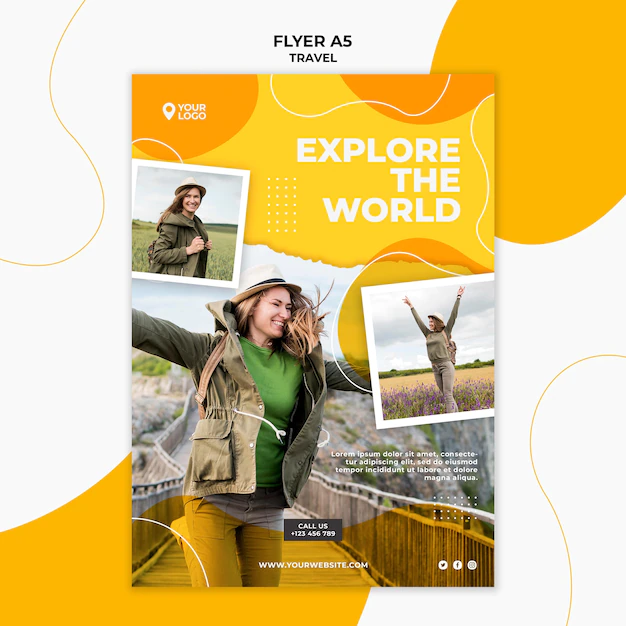 Free PSD | Explore the world flyer template