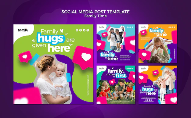 Free PSD | Family time concept social media post template