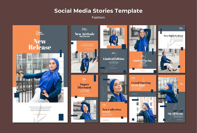 Free PSD | Fashion instagram stories template with photo