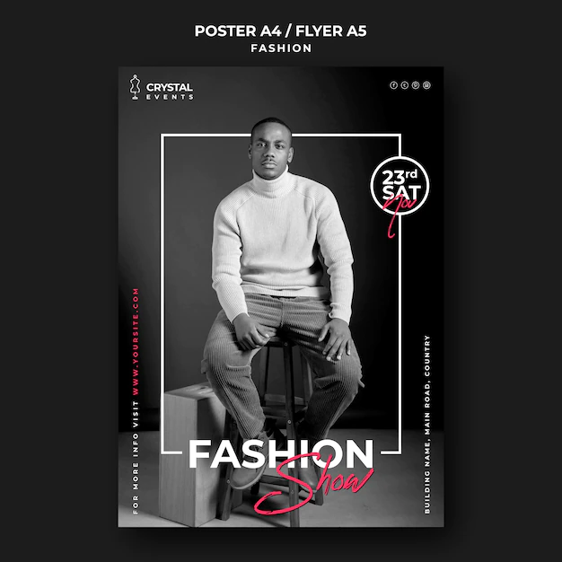 Free PSD | Fashion show male model flyer template