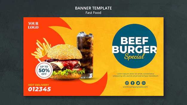 Free PSD | Fast food ad template banner
