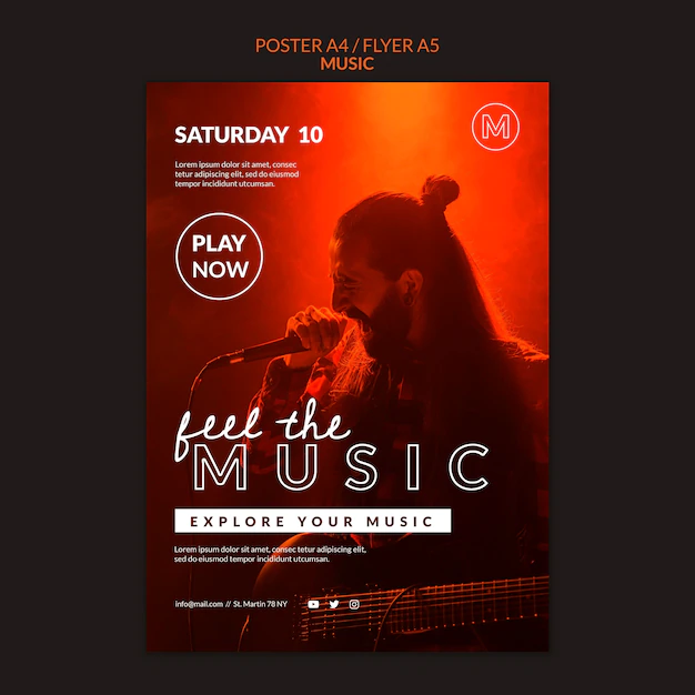 Free PSD | Feel the music poster template