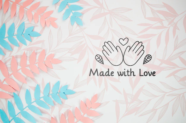 Free PSD | Fern leaves made with love handmade background