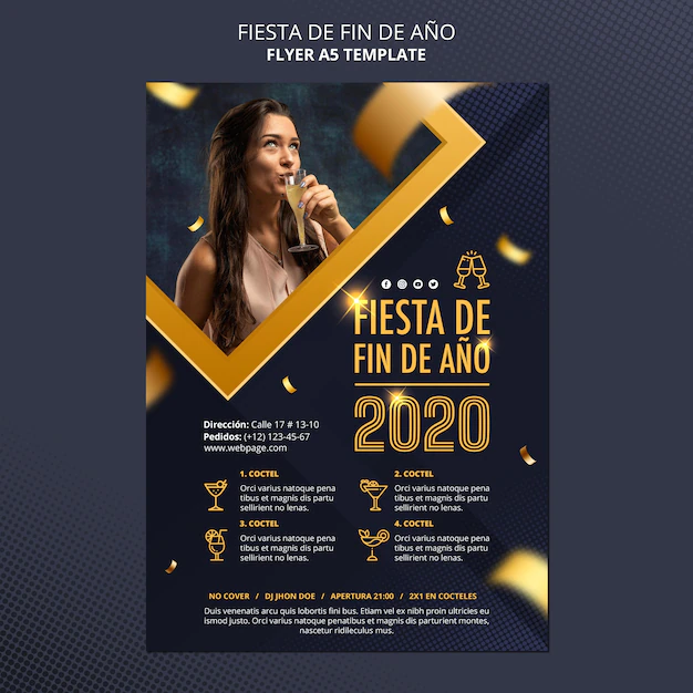 Free PSD | Fiesta de fin de ano 2020 flyer