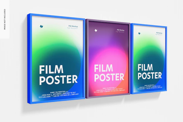 Free PSD | Film posters mockup, perspective