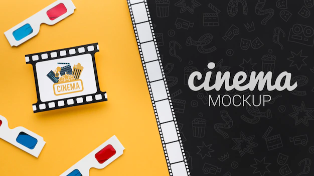 Free PSD | Film strips and 3d glasses mock-up