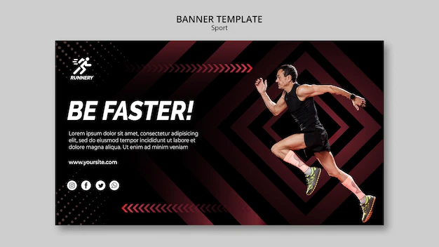 Free PSD | Fit sportsman running banner template
