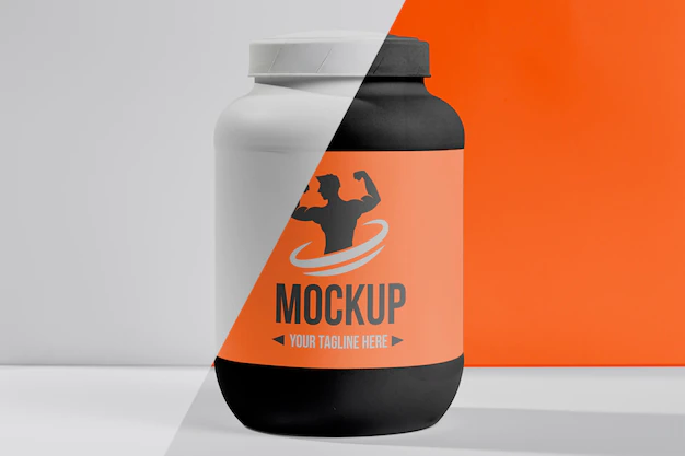 Free PSD | Fitness mock-up plastic bottle of protein