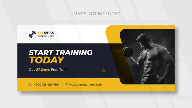 Free PSD | Fitness web banner or social media cover template