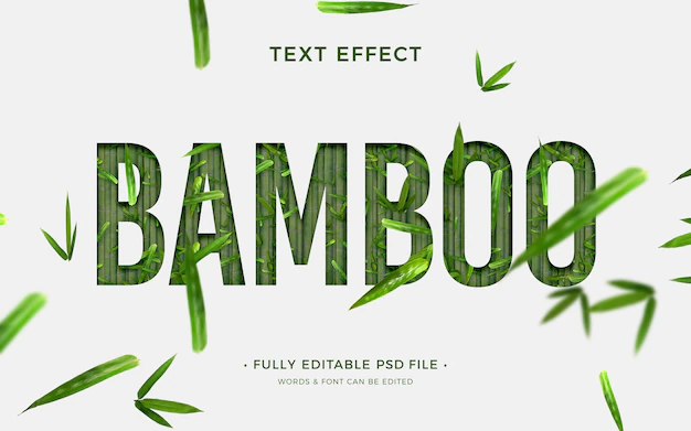 Free PSD | Flat design bamboo text effect
