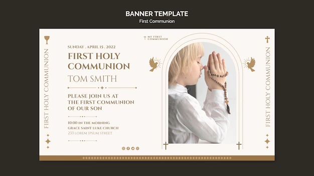 Free PSD | Flat design first communion banner template