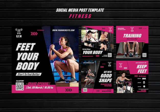 Free PSD | Flat design fitness template design