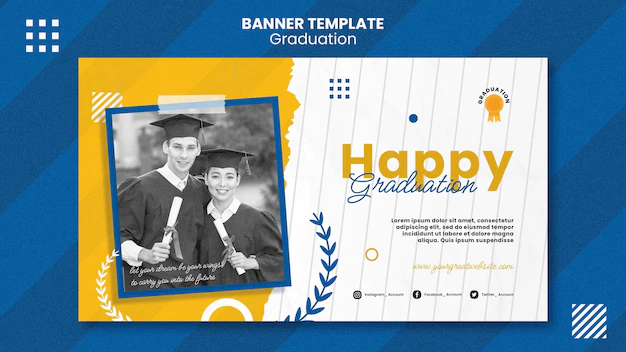 Free PSD | Flat design graduation banner template