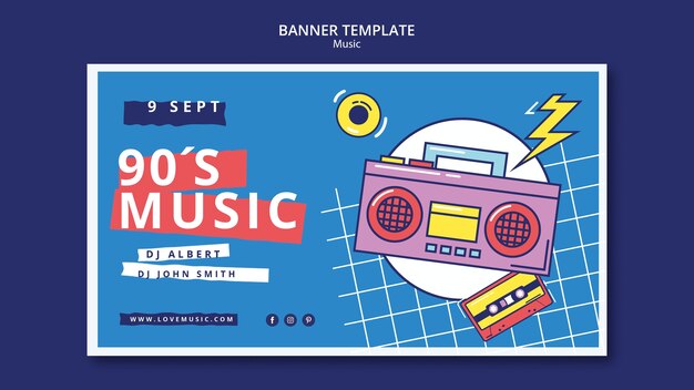 Free PSD | Flat design music banner template