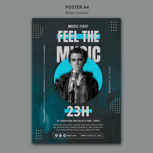 Free PSD | Flat design music festival template